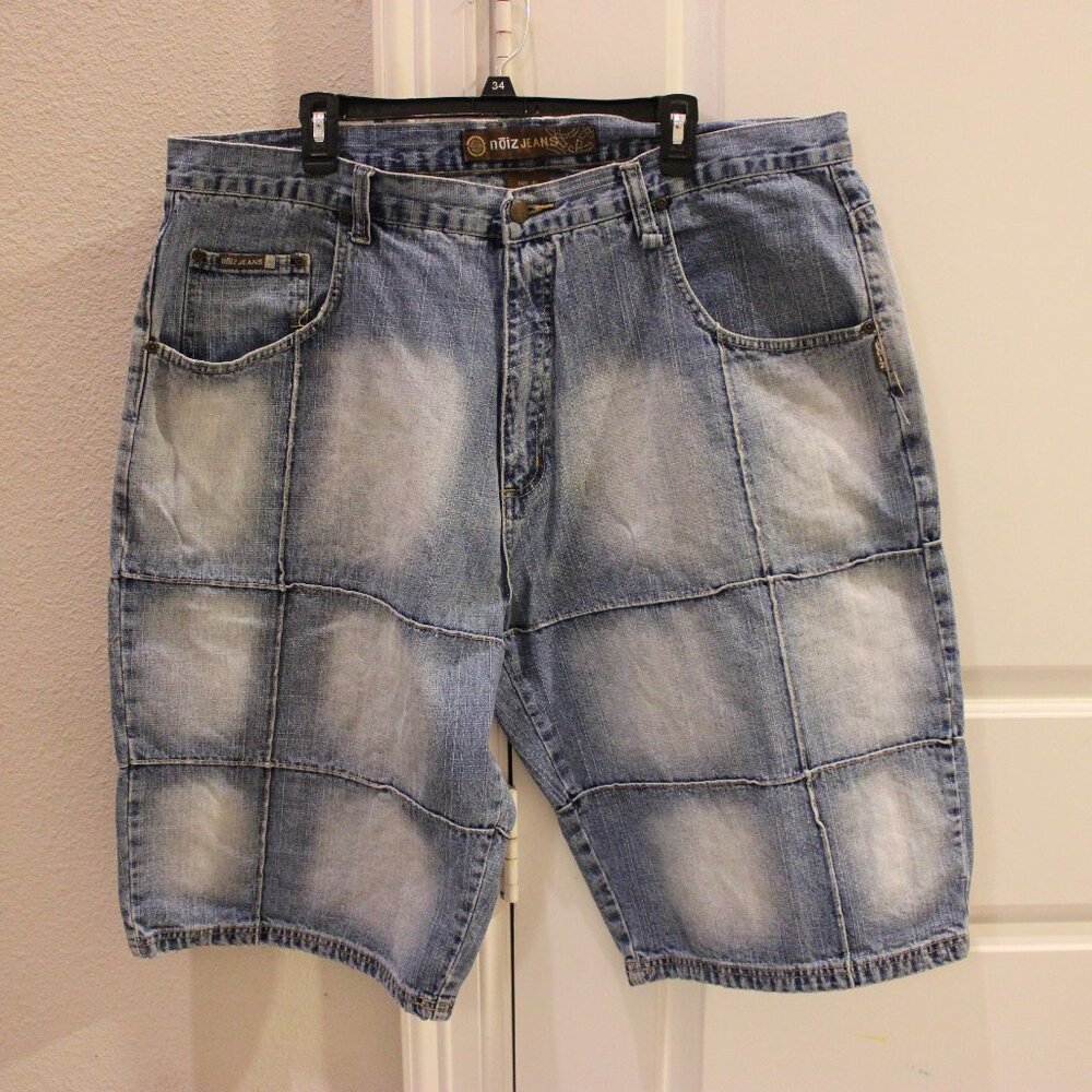 Vintage Noiz Jeans Baggy Patch Blue Denim Patch Jean Shorts Skater 42x15